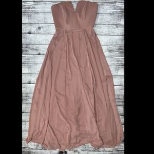 Dessy Collection Strapless Chiffon Bridesmaid Wedding Dress Blush Sienna Size 4
